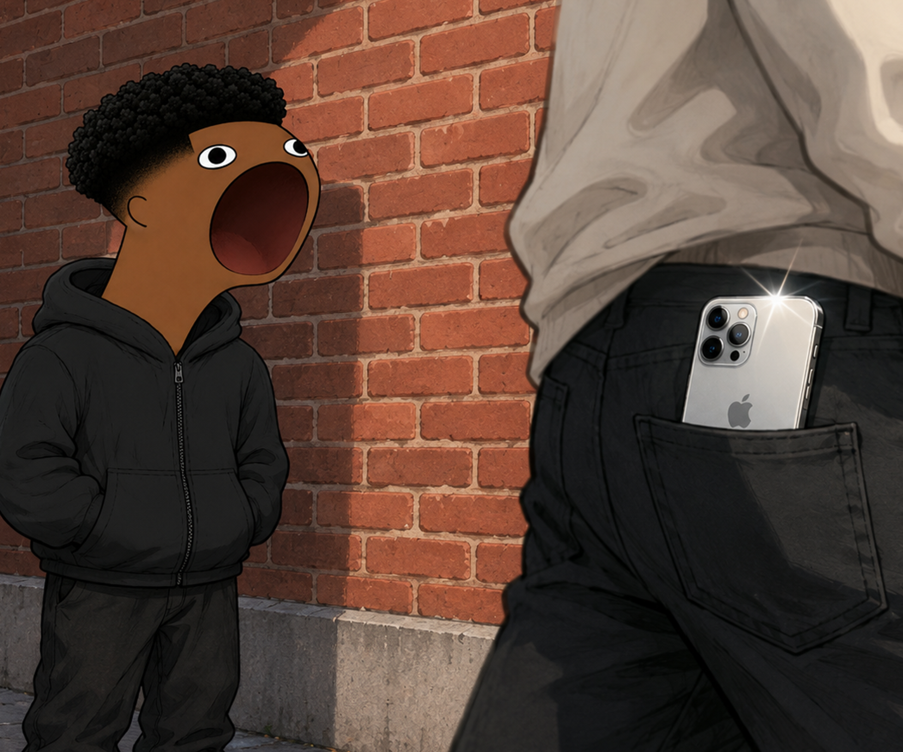 POPSEM eyeing a phone in someone's back pocket